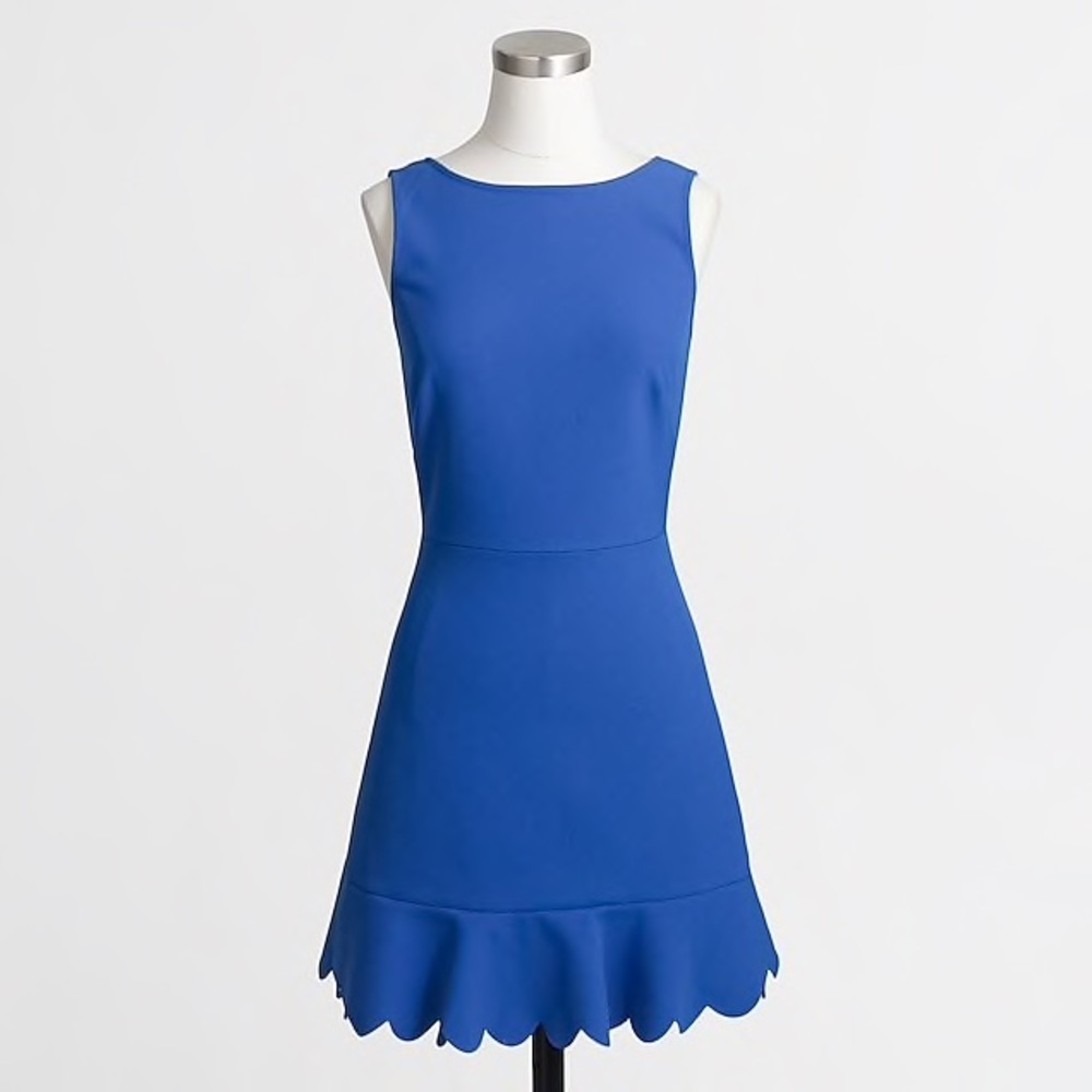 Cobalt J. Crew Factory dress. Scallop hem.